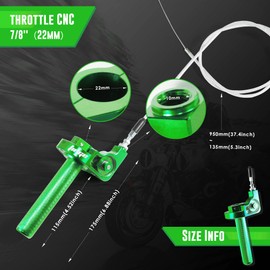 Throttle Grip Motorcycle 22mm CNC Aluminum Quick Twister Throttle Cable for CRF50 CRF70 70 110 70CC 110CC IRBIS 125 250 Dirt Pit Bike Accessories (Green)