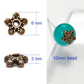 Heather's cf Copper Star Bead Caps 500pcs Antique Silver Spacer Bead Caps for Bracelet Necklace Earrings Jewelry Making Supplies Findings Fit 10-12mm Round Beads