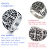LAOYOU 2Pcs Men's St Benedict Ring Silver Black Stainless Steel