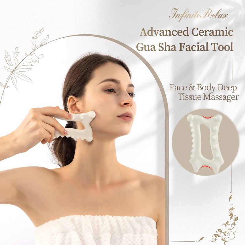 InfiniteRelax Ceramic Gua Sha Massage Tool, Advanced Face&Body Gua Sha