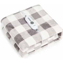 WOOMER [5 Year Warranty Electric Heated Throw Blanket(50"x 60"), Soft Flannel Fast Heating Blanket with Multi-Color Option, 4 Heating Levels & 4H Auto Off, Machine Washable, Over-Heat Protection