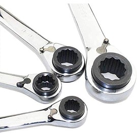 Boxonly 4 in 1 Ratchet Spanner Chrome Vanadium Steel Double Twin Ended Ratchet Wrench 16x17mm-18x19mm Silver For Household Garage Workshop Tools