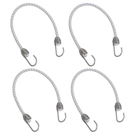 4pk 20" Bungee Rope With Stainless Steel Hooks Cords Shock Elastic Marine Boat