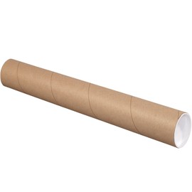 Aviditi Kraft Heavy Duty Mailing Tubes with Caps, 3" x 48", Pack of 24, for Shipping, Storing, Mailing, and Protecting Documents, Blueprints and Posters