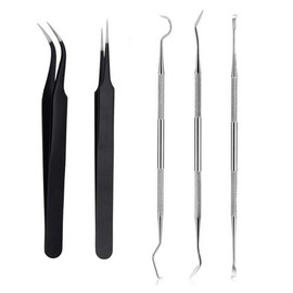 5PCS Stainless Steel Weeding Vinyl Tools Craft Vinyl Cardstock Paper Crafting Kit Curved Hook Spatula Tweezers for Vinyl Lettering Silhouettes Cameos Scrapbooking Lettering