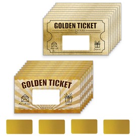 PLIGREAT 120 Pieces Golden Ticket Scratch Off Cards Blank Gift Certificates Scratch Cards Stickers for Small Business Christmas Wedding Birthday Party Raffle Activity Supply DIY Gift Scratch Off Cards