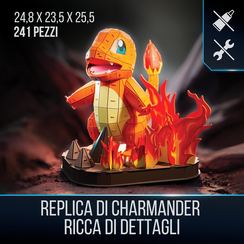 4D Build, Pokémon Charmander, Kit di Modellismo 3D, Puzzle per