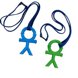 Sensory Direct Chewbuddy Stickman & Lanyard - Pack of 2, Sensory Toy for a Fidget, Chew or Teething Aid | for Kids, Adults, Autism, ADHD, ASD, SPD, Oral Motor or Anxiety Needs | Blue & Green