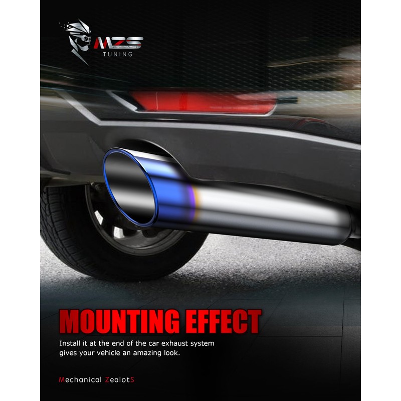 MZS Exhaust Tip, Stainless Steel 2.5" Inlet 4" Outlet 17"