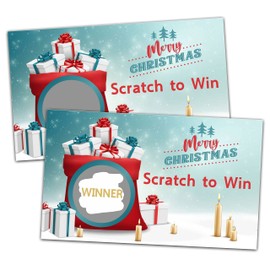 Christmas Scratch Off Game Cards, Scratch Off Stickers Holiday Games, Lottery Raffle Tickets, Christmas Party Supplies Decorations, New Year Activities for Kids Adults Friends (50 Pack)-01