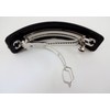 Ellas Black Barrette Solid Color Silver Metal French Style Clasp