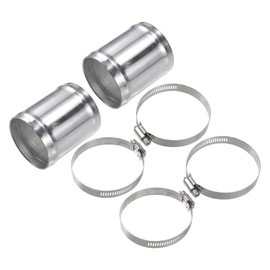 X AUTOHAUX OD 2.5" 63mm Length 3" 76mm Aluminum Alloy Tube Intercooler Pipe Straight Air Intake Tube with 4 Clamps Silver Tone for Car