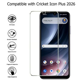 Covthch for Cricket Icon Plus 2026 Screen Protector, Cricket Icon Plus 2026 Tempered Glass Screen Protective Film, 9H Hardness, HD Clear, Anti-fingerprint, Anti-Scratch, Bubble Free -3 Pack