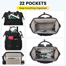 LOVEVOOK Laptop Backpack for Women Work Travel Backpack, Teacher Doctor Nurse Bags College Backpack Purse, Business Commuter Computer Laptop Bag, 17 Inch, Dark Purple-black