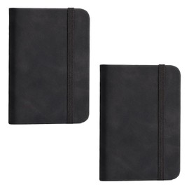 AKSIQIOL Set of 2,A7 Size Classic Black Hardcover Journals ， Elastic Closure ， Compact Sketchbooks for Art & Notes ，Travel-Sized Diaries