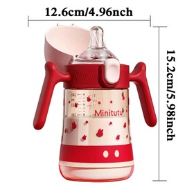 Qshare Sippy Cup for Baby 6 Months+,Toddler Drinks Water Bottles Trainer Cup with Handles for Babies 6 12 Months(One Bottle with 3 Nipples) (Red)