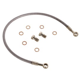 Tusk Rear ATV Steel Braided Brake Line Standard Length +4 inch Silver For YAMAHA RAPTOR 660 2001-2005