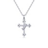 Moissanite Cross Necklace with Crown, 925 Sterling Silve Pendant for