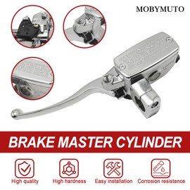 MOBYMUTO Universal 1" 25mm Motorcycle Brake Master Cylinder Lever, Chrome Handle Brake Master Cylinder Clutch Lever, Hydraulic Brake Clutch Master Cylinder Lever (Left Side)