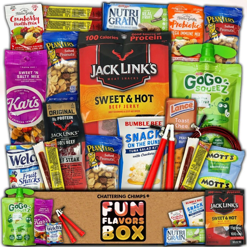Fun Flavors Box Healthy Snack Box Care Package, Nuts Crackers