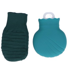 Hot Water Bottle Bag Explosionproof Silicone Hot Water Bottle with Knit Cover for Family Life 245mlGreen