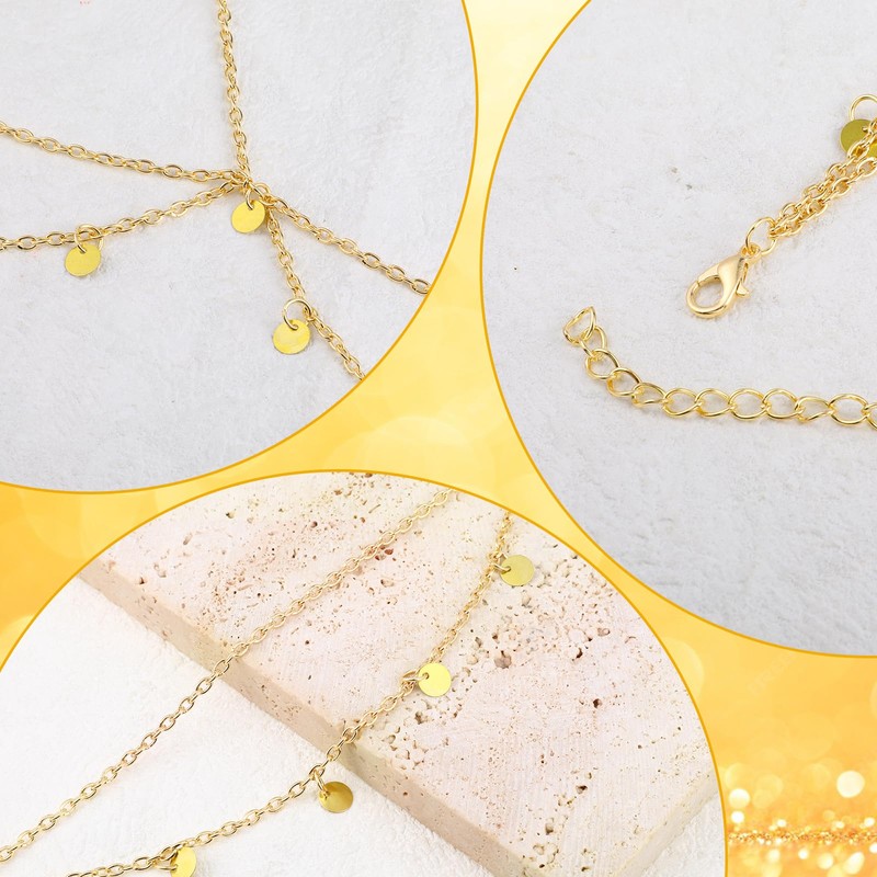 LXUEJIE Boho Sequin Head Chain, Gold Sequins Head Chain Jewelry