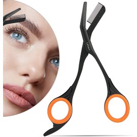 LePinko Tijeras para recortar cejas con peines, regalos para hombres y mujeres, relleno de calcetines, color negro
