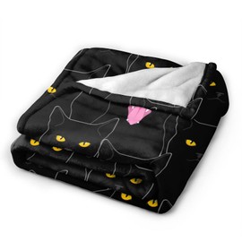 Black Cat Blanket Throw Flannel Fleece Ultra Soft Blanket for Couch Sofa Bed 60"X50"
