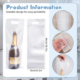 Gueevin 100 Pcs Wine to Go Wine Bottle Doggy Bag Plastic Adhesive Seal Travel Wine Bags for Restaurant Bar Travel Bags