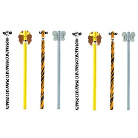 KIKKERLAND Safari Animal Pencil Set (Pack 2 of 4 Pencils)