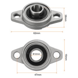 sourcing map 4pcs KFL001 Flanged Pillow Block Bearings 12mm Bore, Zinc Alloy Self Aligning Flange Mounted Bearings