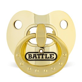 Battle Sports Binky Oxygen Football Mouthguard - Detachable Strap, Maximum Breathability, Works with Braces & No Boiling Required - Chrome Gold
