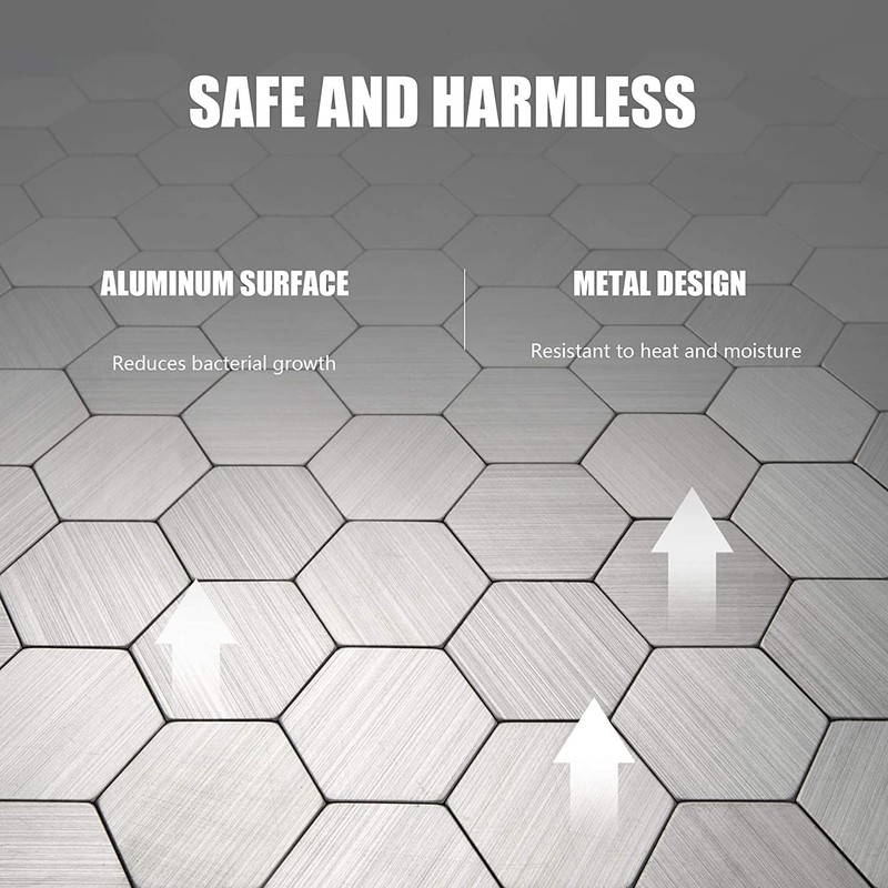 KASARO 10-Sheet Peel and Stick Backsplash, Aluminum Mosaic Stainless Steel