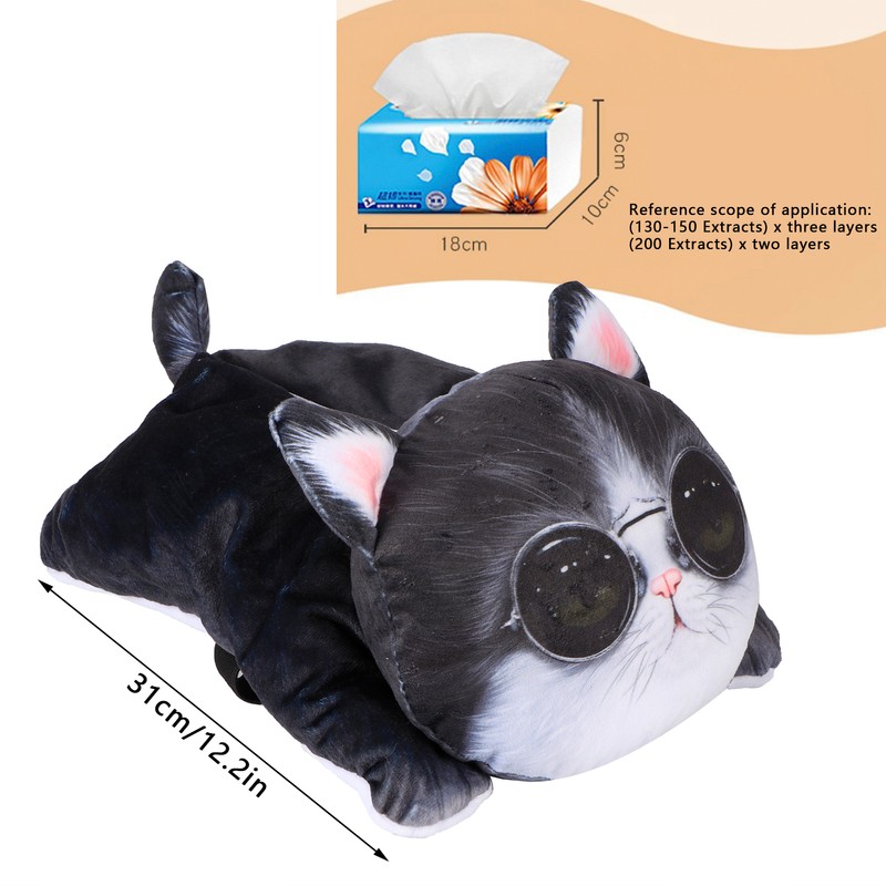 Tissue Box 3D Cat Dog Shaped Car Cartoon Hanging Tissue