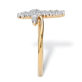 PalmBeach Yellow Gold-Plated or Platinum-Plated Sterling Silver Genuine Diamond Accent Cross Ring Size 6