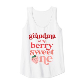 Womens Grandma of the Berry Sweet One Strawberry First Birthday 1st Tank Top
