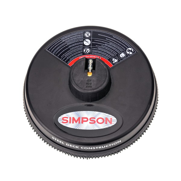 Simpson Cleaning 80165 Universal Scrubber, Rated 15" Steel Pressure Washer Surface Cleaner for Cold Water Machines, 1/4" Quick Connection, Recommended Min 3000 Max of 3700 PSI, Black