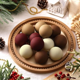 Hollowfly 12 Pcs Matte Textured Christmas Ball Ornaments 2.4 Inch Rustic Neutral Christmas Tree Decorations Boho Vintage Xmas Ornaments for Tree Party Farmhouse Holiday Decor (Beige Brown Red)