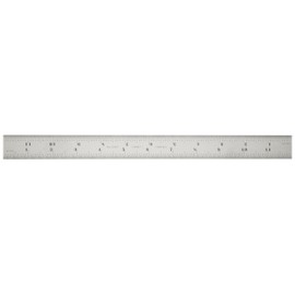 Starrett C616R-12 Spring Tempered Steel Rule With Inch Graduations, 16R Style Graduations, 12" Length, 1" Width, 3/64" Thickness