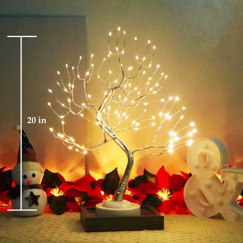 FUCHSUN 108 LED Tabletop Bonsai Tree Light Warm White Fairy