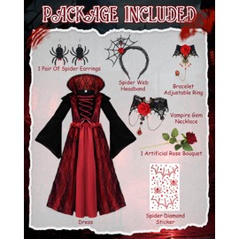 Fantspati - Disfraz de vampiro para mujer, vestido gótico de vampiro, disfraz de bruja de Halloween, adulto (S)