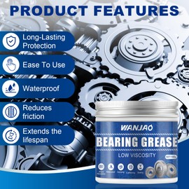 WANJAO Synthetic Grease, Bearing Grease Washing Machine Damper Lubricant with Brush Scraper for Quieting Noisy Drum Bearings, Rails, Seals, 100g