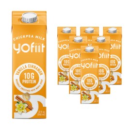 Yofiit Vanilla Cinnamon Plant Based Milk with Pea Protein and Flax - More Protein than Almond Milk - Non Dairy Coffee Creamer, Vegan & Shelf Stable | 10g Protein - 6 Pack