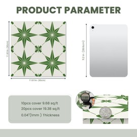 Dureidos Peel and Stick Floor Tiles: 11.8"x11.8" Self-Adhesive Easy to Install Tile Sticker, Waterproof Vinyl Flooring for Bathroom, Kitchen, Bedroom, 10PCS Covering 10 sq ft Green and White