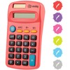 Calculator Red, Basic Small Solar and Battery Operated, Large Display