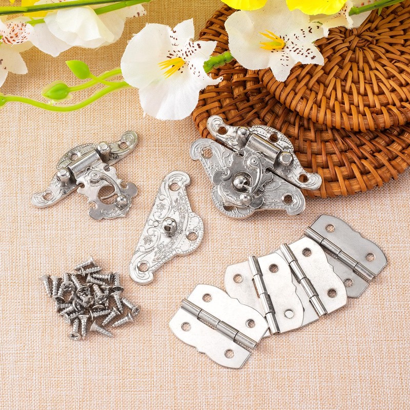 Isslly Small Jewelry Box Hardware, 2 Pcs Antique Hasp Latch