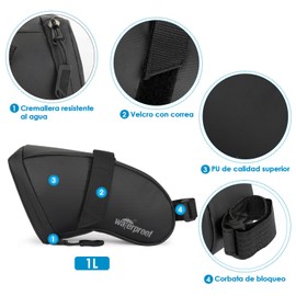 WOTOW Bolsa para Bicicleta con Kit de Herramientas, Bolsa Reflectante Impermeable Portátil con Kit Herramientas Reparación Mini Bomba para Bicicleta Carretera Montaña MTB (16 Pzs, Bolsa para Asiento)