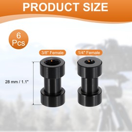 PATIKIL Camera Spigot Screws Converter 1/4" to 3/8" Female to Female, 6 Pack Tripod Screws Adapter Spigot Stud for Light Stand Hot Shoe Cold Shoe Adapter Ball Head Flash, Black