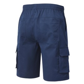 YuKaiChen Men's Cargo Shorts Summer Twill Cargo Shorts with 6 Pockets and Elastic Waist, navy