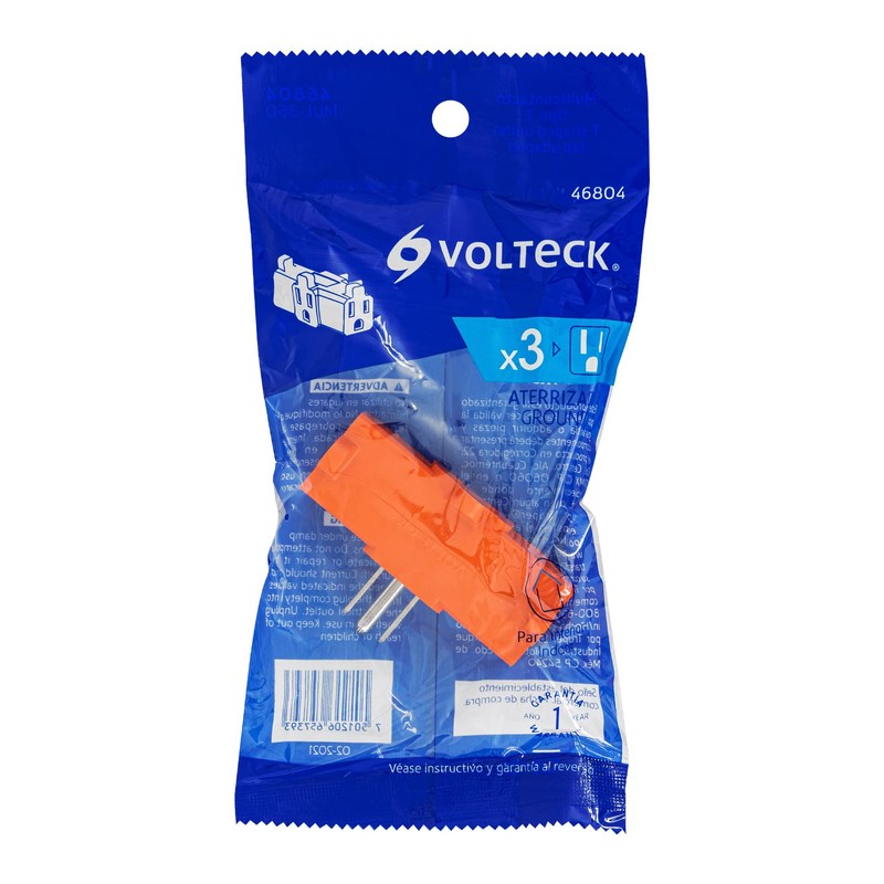 Volteck MUL-360, Multicontacto triple aterrizado, tipo "T" reforzado